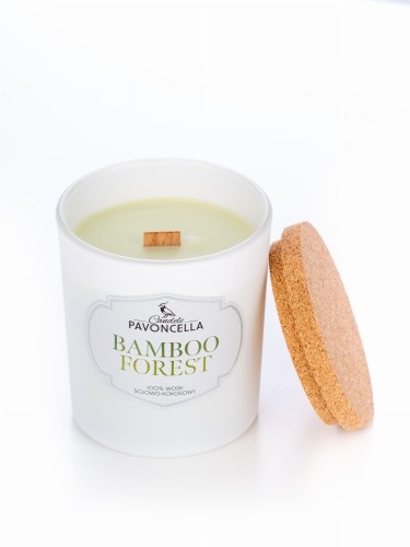 NATURALNA ŚWIECA SOJOWO-KOKOSOWA O ZAPACHU BAMBOO FOREST 135G BIAŁA