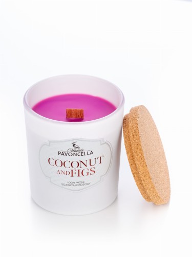 NATURALNA ŚWIECA SOJOWO-KOKOSOWA O ZAPACHU  COCONUT &amp; FIGS 135G BIAŁA