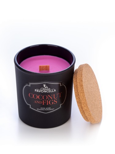 NATURALNA ŚWIECA SOJOWO-KOKOSOWA O ZAPACHU  COCONUT &amp; FIGS 135G CZARNA