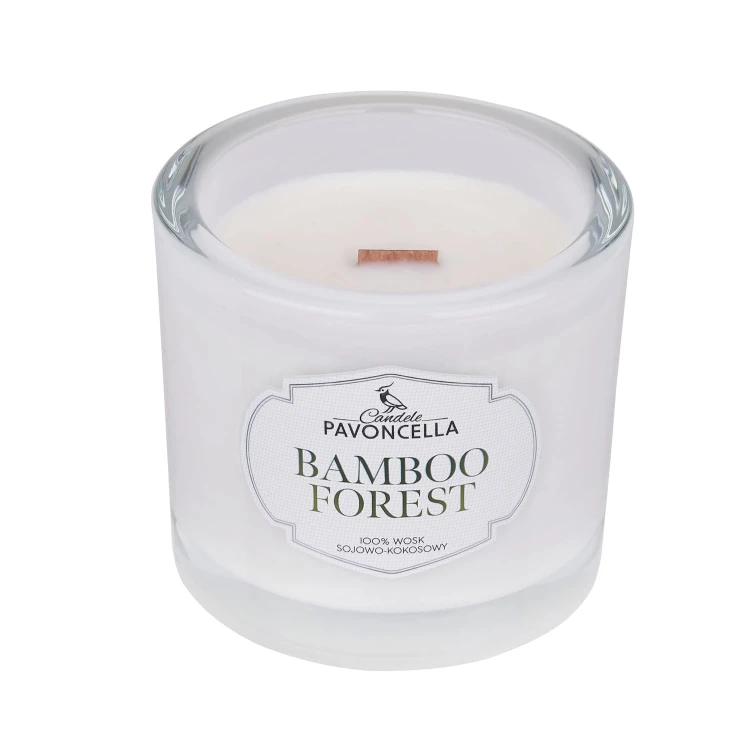 NATURALNA ŚWIECA SOJOWO-KOKOSOWA O ZAPACHU BAMBOO FOREST 170G BIAŁA