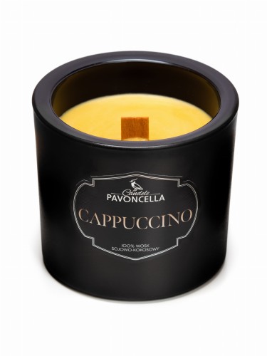 NATURALNA ŚWIECA SOJOWO-KOKOSOWA O ZAPACHU CAPPUCCINO 170G CZARNA