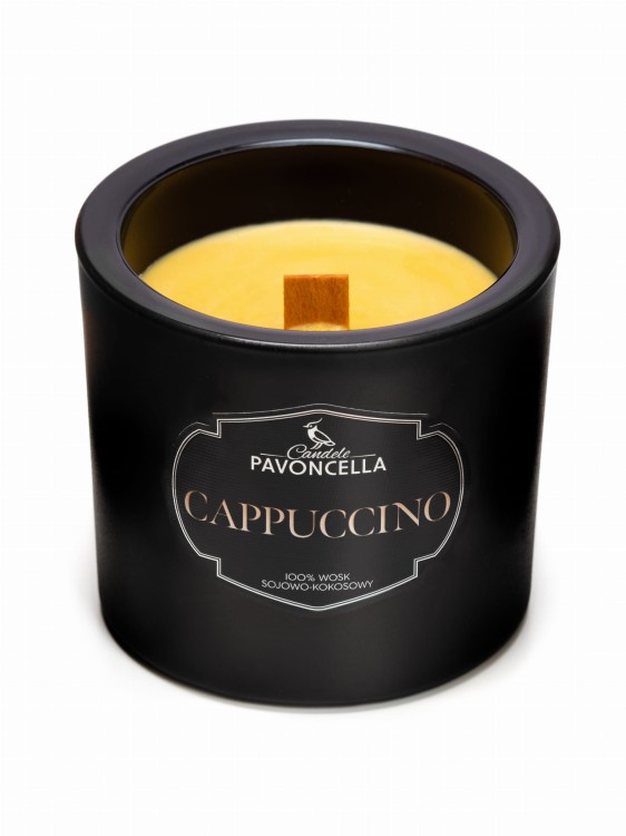 NATURALNA ŚWIECA SOJOWO-KOKOSOWA O ZAPACHU CAPPUCCINO 170G CZARNA