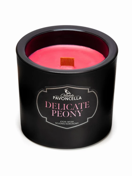 NATURALNA ŚWIECA SOJOWO-KOKOSOWA O ZAPACHU DELICATE PEONY 170G CZARNA