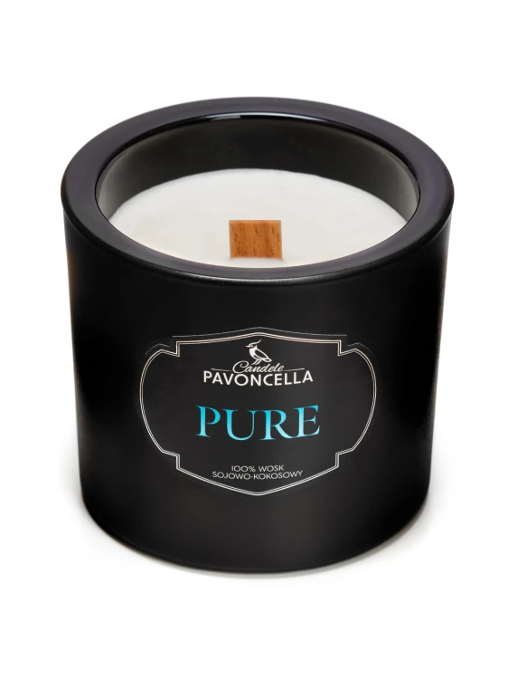 NATURALNA ŚWIECA SOJOWO-KOKOSOWA O ZAPACHU PURE 170G CZARNA