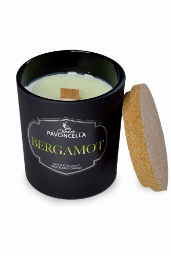 NATURALNA ŚWIECA SOJOWO-KOKOSOWA O ZAPACHU BERGAMOT 135G CZARNA
