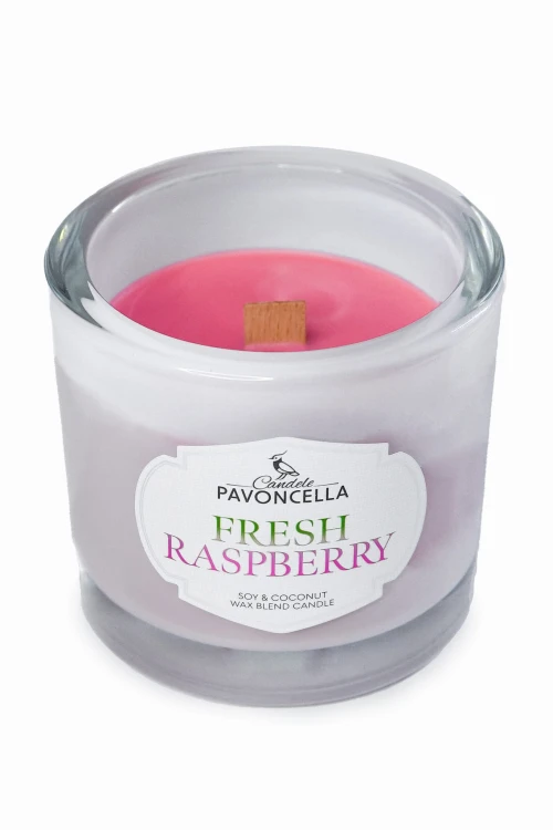 NATURALNA ŚWIECA SOJOWO-KOKOSOWA O ZAPACHU FRESH RASPBERRY 170G BIAŁA