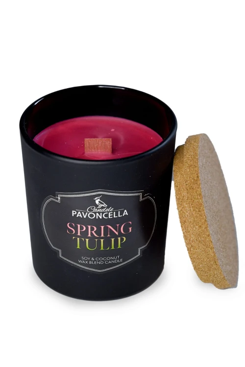 NATURALNA ŚWIECA SOJOWO-KOKOSOWA O ZAPACHU SPRING TULIP 135G CZARNA