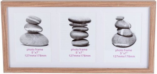 DREWNIANA RAMKA PODŁUŻNA NA 3 ZDJĘCIA 52,5x25,2x3,6