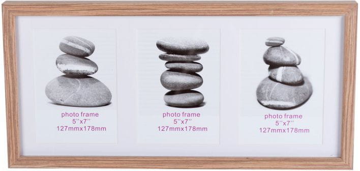 DREWNIANA RAMKA PODŁUŻNA NA 3 ZDJĘCIA 52,5x25,2x3,6