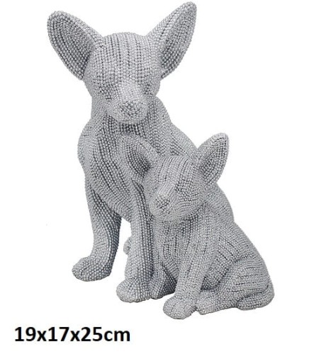 FIGURKA CHIHUAHUA SREBRNA 19x17x25cm