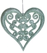 ZAWIESZKA SERCE MIĘTOWE Z BROKATEM 11,5X11 CM