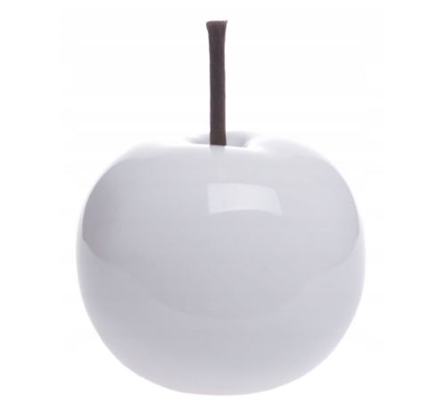 FIGURKA JABŁKO CERAMICZNE BIAŁE PERŁOWE H12