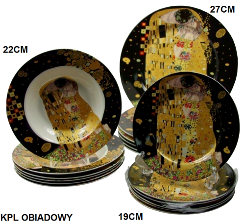 KOMPLET OBIADOWY ZASTAWA CZARNA KLIMT