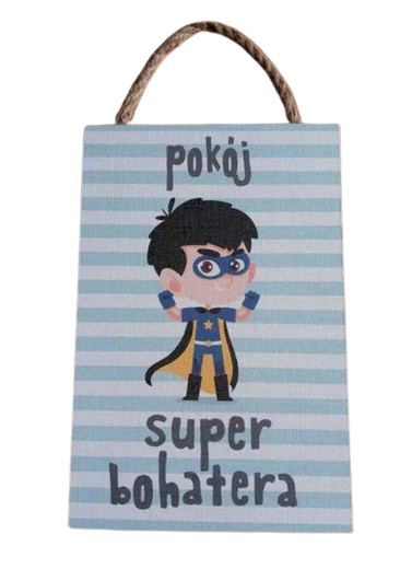 TABLICZKA MOTYWACYJNA MDF 20X30CM POKÓJ SUPER BOHATERA