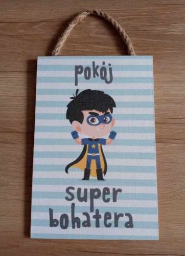 TABLICZKA MOTYWACYJNA MDF 20X30CM POKÓJ SUPER BOHATERA