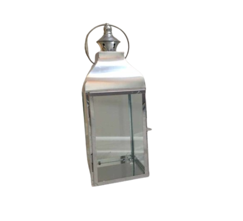 LAMPION METALOWY SREBRNY 66x23x22,5 CM