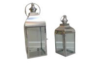LAMPION METALOWY SREBRNY 66x23x22,5 CM