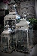LAMPION METALOWY SREBRNY 66x23x22,5 CM