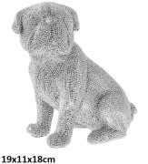 FIGURKA MOPS SREBRNA 19X11X18 cm