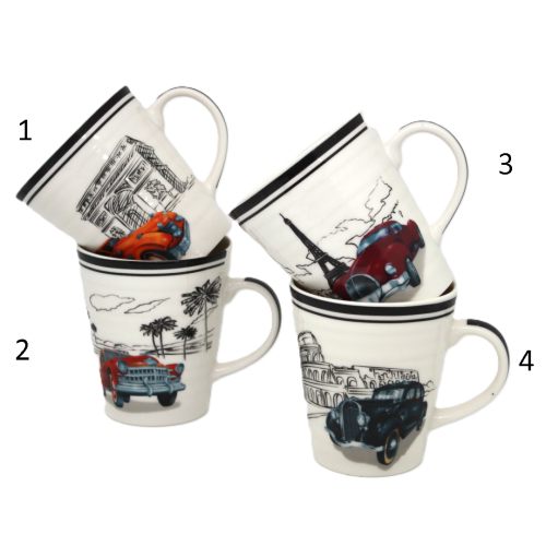 KUBEK Z SAMOCHODEM RETRO MIX WZORÓW 300ML