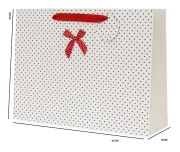 TOREBKA UPOMINKOWA BIAŁA W KROPKI 31x41x13