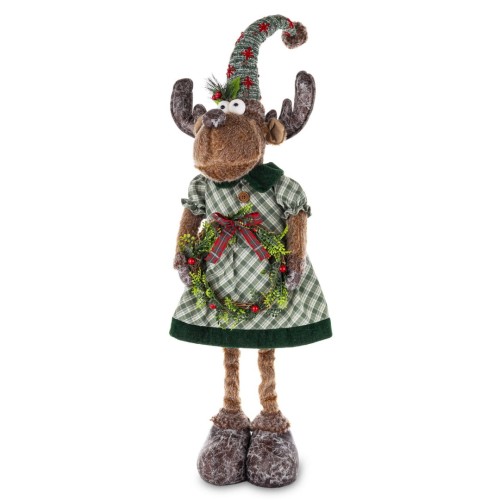 FIGURKA ŚWIĄTECZNY RENIFER W ZIELONEJ SUKIENCE 80CM