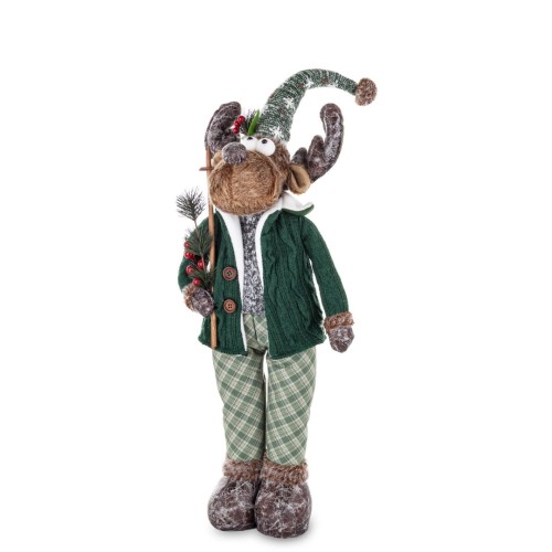 FIGURKA ŚWIĄTECZNY RENIFER W ZIELONYM STROJU 65CM