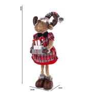 FIGURKA ŚWIĄTECZNY RENIFER W CZERWONEJ SUKIENCE 65CM