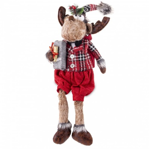 FIGURKA ŚWIĄTECZNY RENIFER W CZERWONYM STROJU 53CM