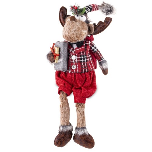 FIGURKA ŚWIĄTECZNY RENIFER W CZERWONYM STROJU 53CM