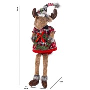 FIGURKA ŚWIĄTECZNY RENIFER W CZERWONEJ SUKIENCE 53CM