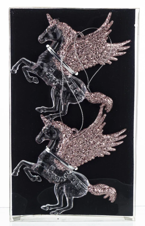 ZAWIESZKA AKRYLOWY JEDNOROŻEC RÓŻ 2SZT. 14,5x13x1CM