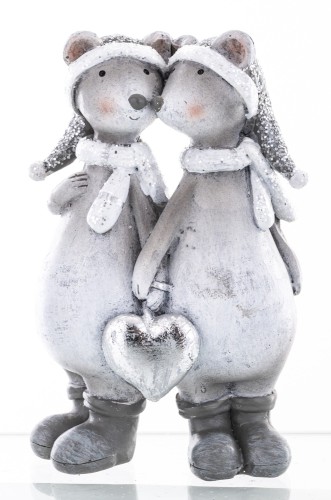 FIGURKA ZIMOWE ZAKOCHANE MYSZKI 11x7,5x4CM