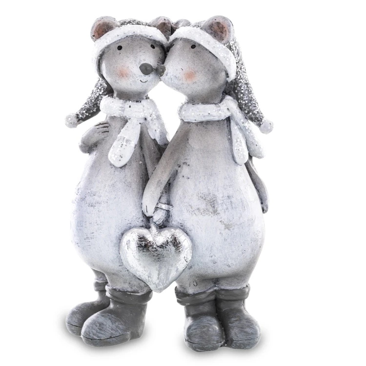 FIGURKA ZIMOWE ZAKOCHANE MYSZKI 11x7,5x4CM