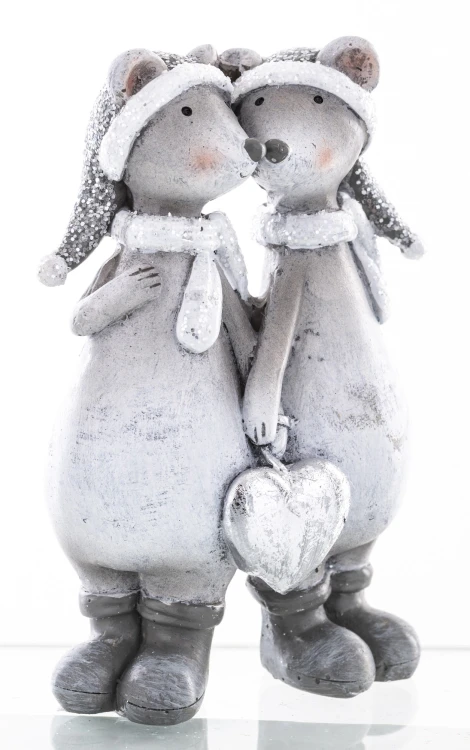 FIGURKA ZIMOWE ZAKOCHANE MYSZKI 11x7,5x4CM