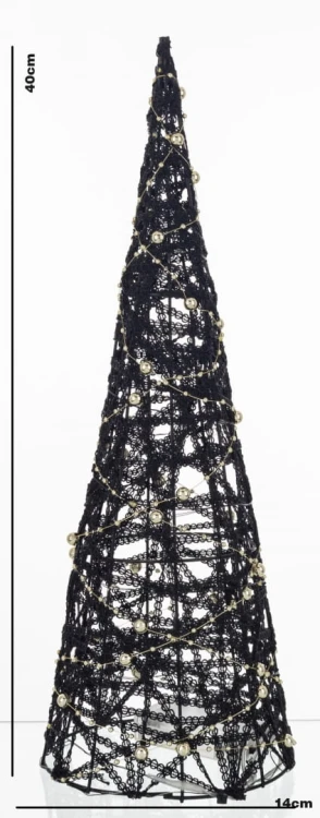 OZDOBA ŚWIĘTA FIGURKA CHOINKA CZARNA LEDOWA 40CM