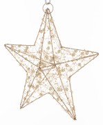 WISZĄCA OZDOBA ZŁOTA GWIAZDA LED 25CM