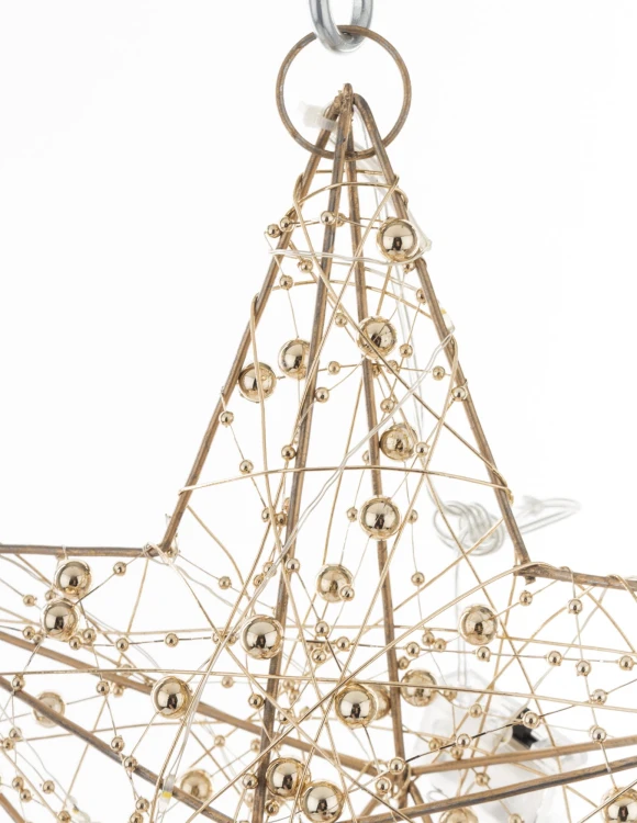 WISZĄCA OZDOBA ZŁOTA GWIAZDA LED 25CM