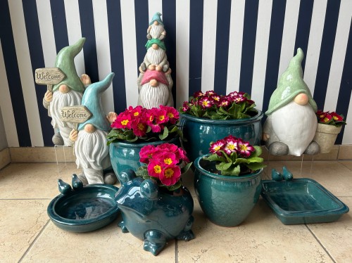 SKRZAT CERAMICZNY Z DONICZKĄ ZIELONY 34X20,5X45,5 CM