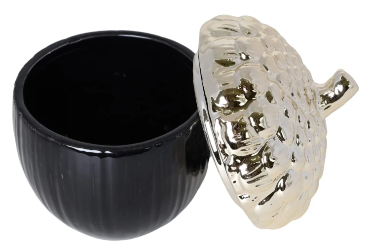 PUZDERKO CERAMICZNE ŻOŁĄDŹ CZARNO-ZŁOTY  12X12X15CM