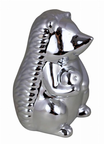 FIGURKA JEŻ JEŻYK SREBRNY 9,3X9,1X12 CM