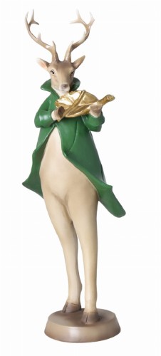 FIGURKA RENIFER ZE SKRZYPACAMI ZIELONY 13,5X10X38CM