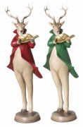 FIGURKA RENIFER ZE SKRZYPACAMI CZERWONY 13,5X10X38CM