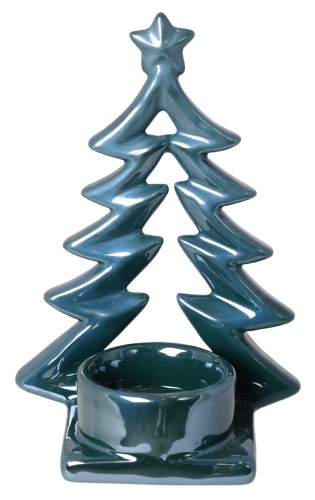 ŚWIECZNIK CERAMICZNY ZIELONA CHOINKA 11X7,5X16,5