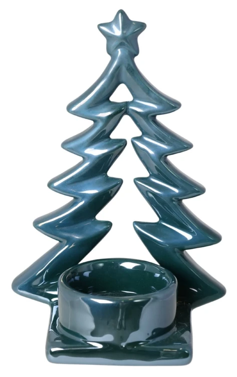 ŚWIECZNIK CERAMICZNY ZIELONA CHOINKA 11X7,5X16,5