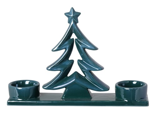 ŚWIECZNIK CERAMICZNY ZIELONA CHOINKA 25X6X18
