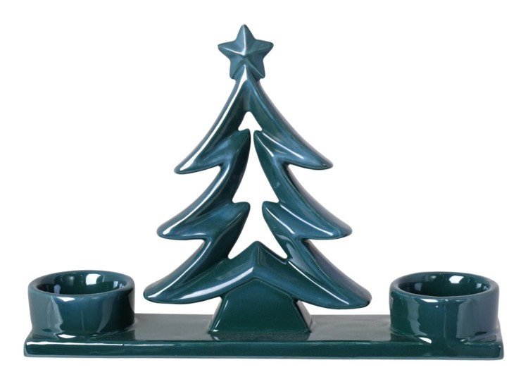 ŚWIECZNIK CERAMICZNY ZIELONA CHOINKA 25X6X18