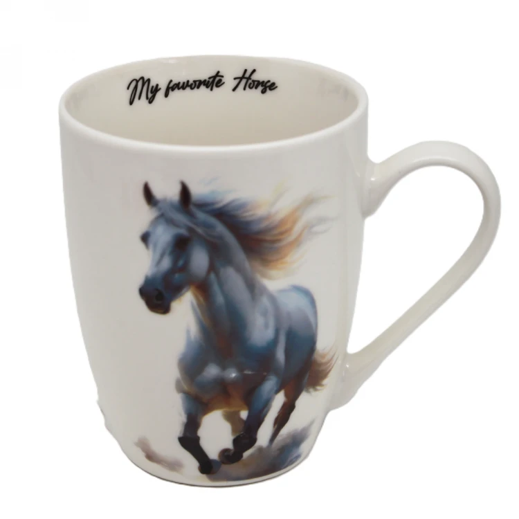 KUBEK CERAMICZNY Z KONIEM KOŃ SIWY 350ML