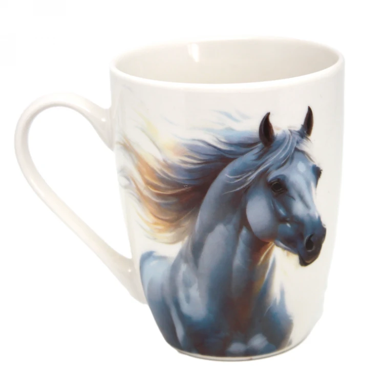 KUBEK CERAMICZNY Z KONIEM KOŃ SIWY 350ML