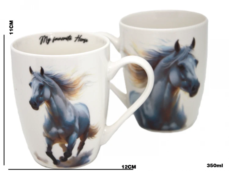 KUBEK CERAMICZNY Z KONIEM KOŃ SIWY 350ML